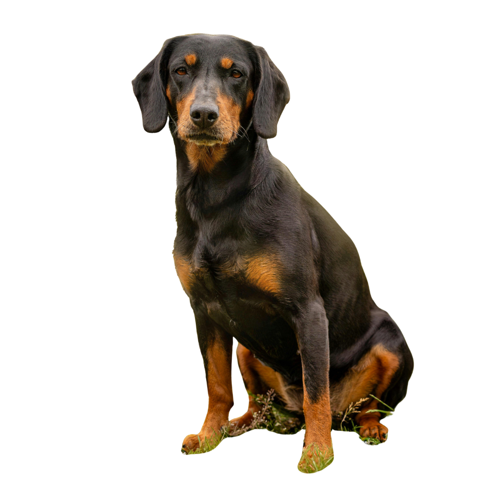 Brandlbracke - (Vieräugl) (ou Brachet noir et feu, Chien Courant Autrichien, Austrian Hound, Brachet autrichien noir et feu)
